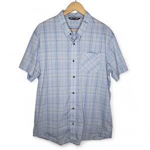 Travis Mathew Mens Preppy Light Blue Plaid Button Down Collar Shirt XL